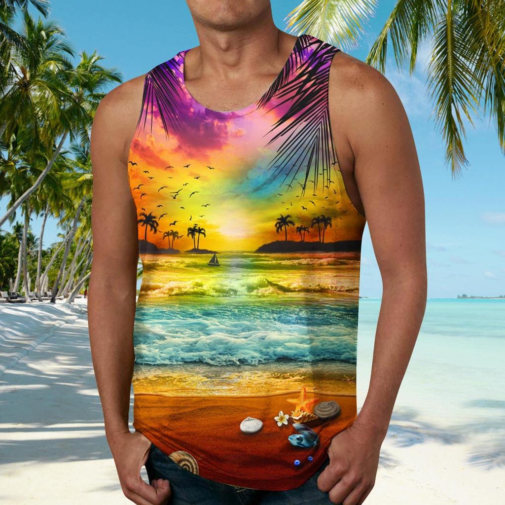 Summer Fresh Fashion New Beach Hawaii 3D Print Tank Top T-shirt