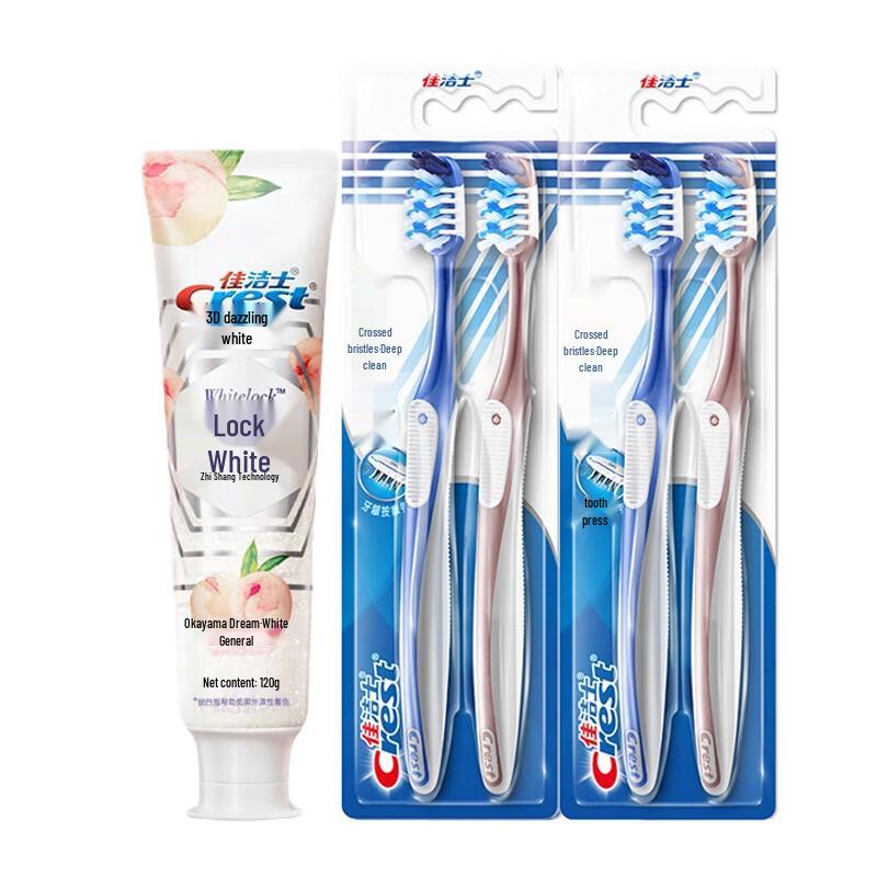 Crest Okayama Peach Dual-Color Whitening Toothpaste & 7-Effect Toothbrush Set