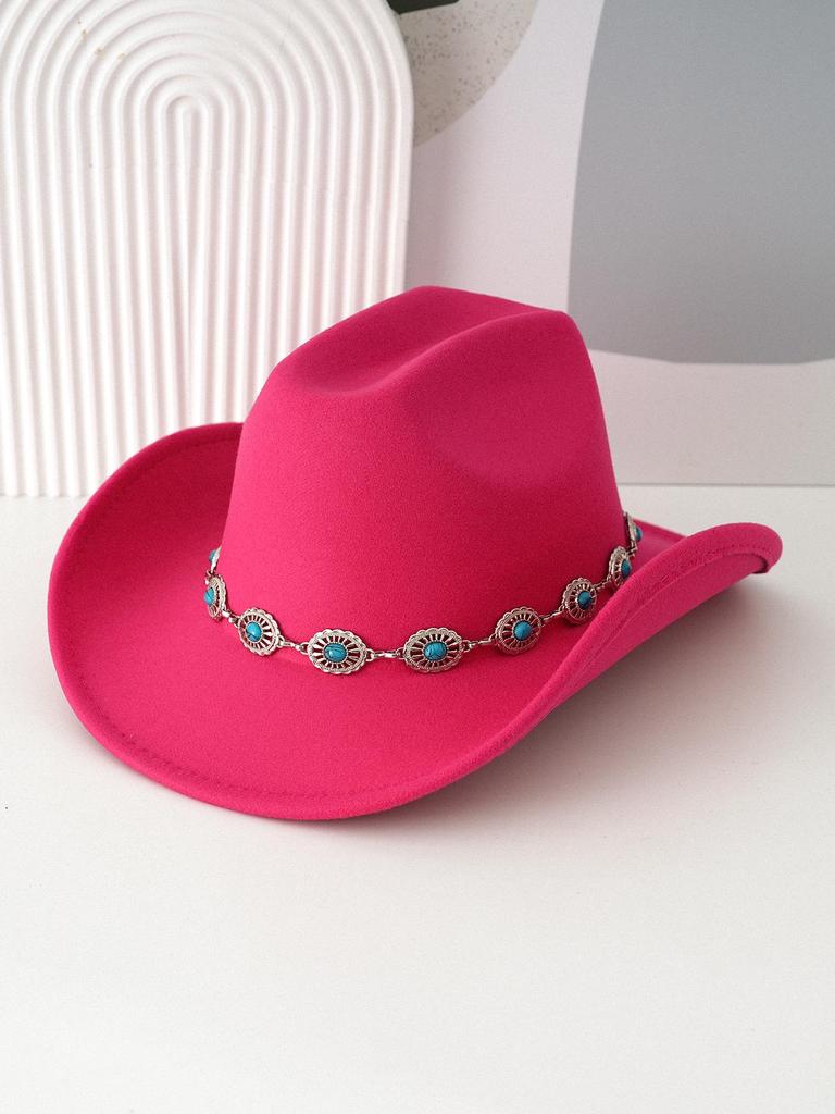 Trendy Unisex Turquoise Fedora with Bohemian Wide Brim for Parties