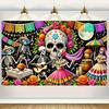 2D Cinco De Mayo Colorful Paper Flag Music Note Floral Photography Background Cloth