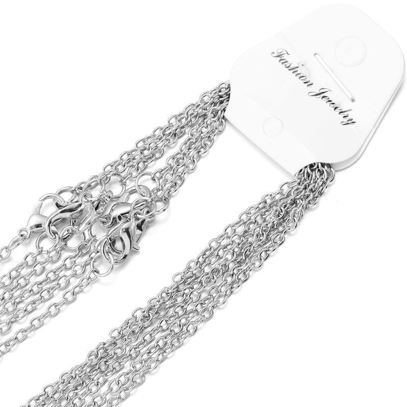 

6pcs/lot 45cm Basic Metal Chain Necklace Round Cross Chains For Women Men DIY Pendant Necklace Jewelry Making Findings