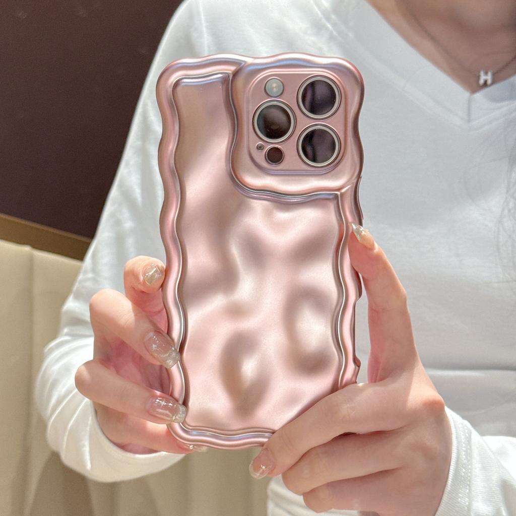 Matte Electroplated Wave Case for iPhone15Pro Max Apple 16 Mobile Phone Case 13/14 Soft Case Niche Style