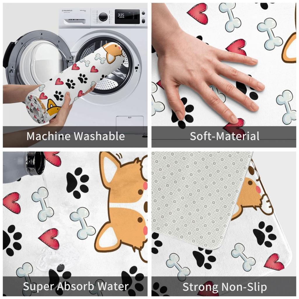 Colorful Dog Paw Print Pattern Doormat Absorbent Mat Carpet Rug Kitchen Entrance Home Floor Mat for Balcony Footpad Mats