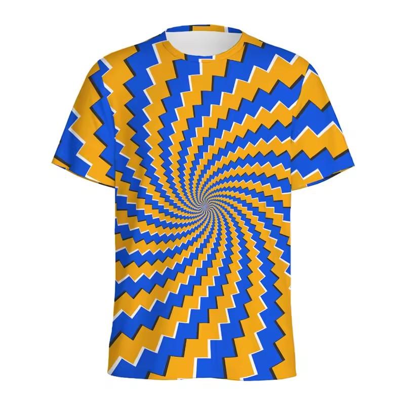 Colorful Spiral Dizzy Pattern T Shirt Women Summer Casual Round Neck Short Sleeve Tops 3D Printed Optical Illusion Tee Shirts