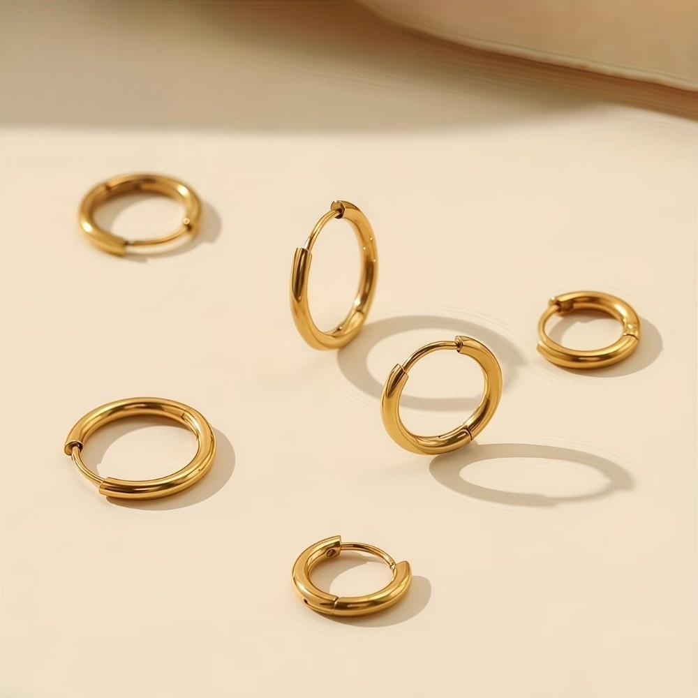 4 pairs Simple Small Hoop Earrings Minimalist Plain Round Earrings Earrings Set  Girls