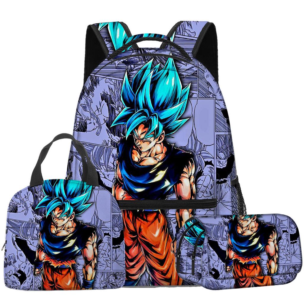 3D Animation Wukong Dragon Ball Super Student School Bag Backpack Lunch Bag Pencil Bag Three-Piece Set
