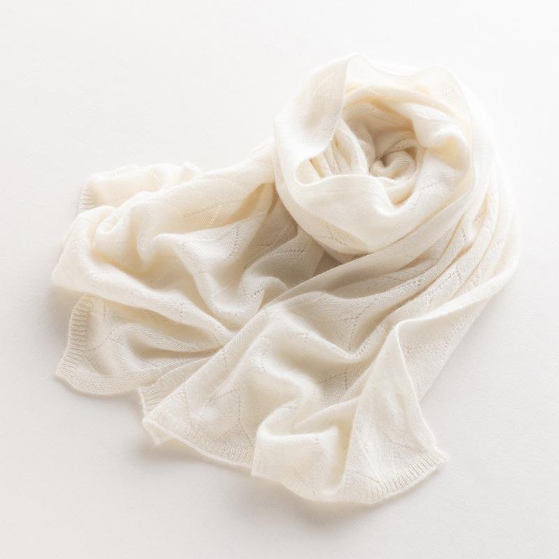 100% Wool Scarf Women Winter Solid Knitted Hollow Out Shawl Fashion Scarves Capes Warm Wraps Lady Cashmere Like Neckerchief