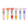 12Pcs Heart Shape Multicolor Ballpoint Pen 4-Color-in-1 Retractable Multicolor Pen for Student Valentines Exchange Gift
