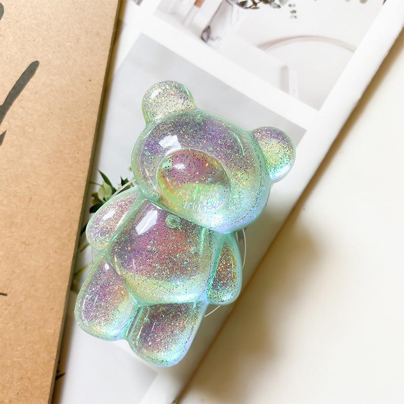 

Solid Color Bear Mobile Phone Airbag Bracket Paste Retractable Air Cushion Bracket Glitter Laser Niche Drama Viewing Artifact