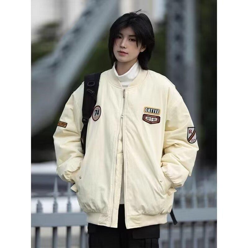 American baseball jersey men's and women's spring and autumn neutral heavy industry embroidered splicing locomotive jersey couple jacket jacket