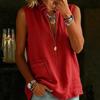Camicia da Donna Cotone Lino Vestibilità Larga Senza Maniche Scollo a V Top Traspirante Comodo Stile Casual Gilet per Lavoro Festa Vacanza Appuntamento