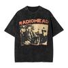T-shirt Vintage Oversize a Maniche Corte Lavaggio Acido con Stampa Grafica Kid A Mountain dei Radiohead