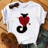 Rose ABC Alphabet Graphic Print White Tee Women Casual Loose Oversize Shirt Top Daily Wear Durable Plus Size Short Sleeve