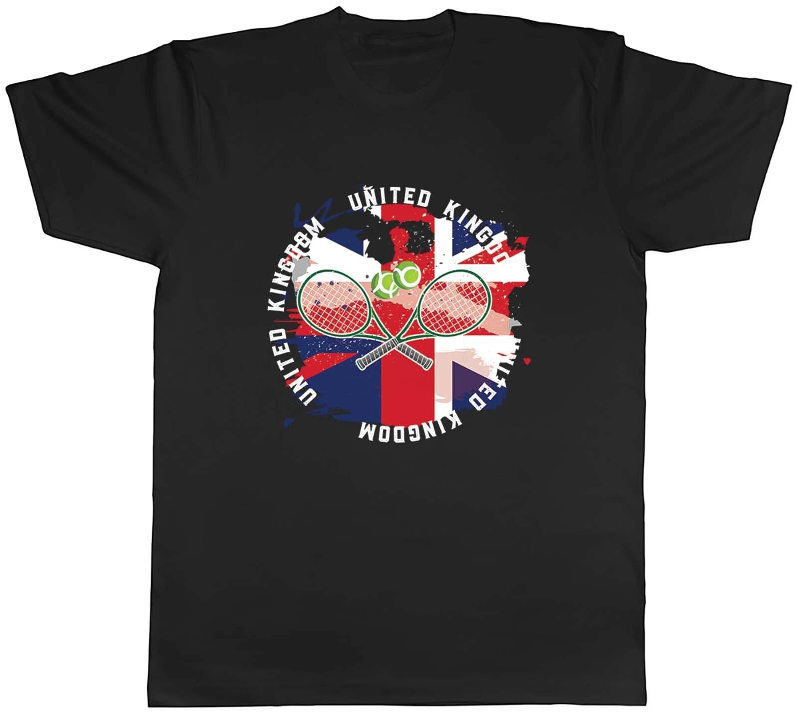 Tennis Sports With United Kingdom Flag Mens Unisex T-Shirt Tee Gift S