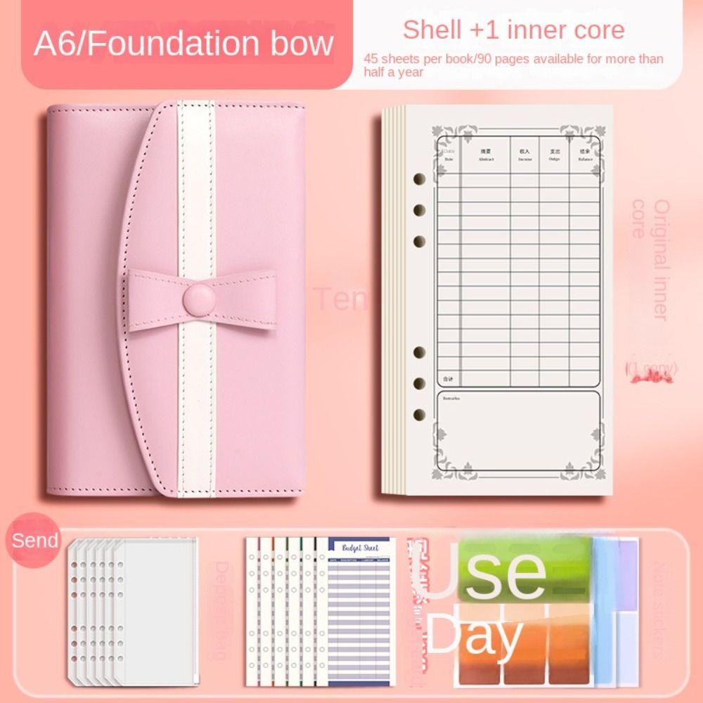 

A6 A6 Budget Binders Set Bow Envelope Planner Envelope Challenge Notebook Event Notepad pink-Style A
