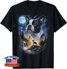 Boston Terrier Howling At The Moon Vintage Dog Art Unisex T-Shirt