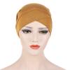 Solid Color Frontal Cross Women Muslim Hijab Caps Wrap Head Soft Elastic Turban Bonnet Chemo Cap Fashion Headdress Wearable