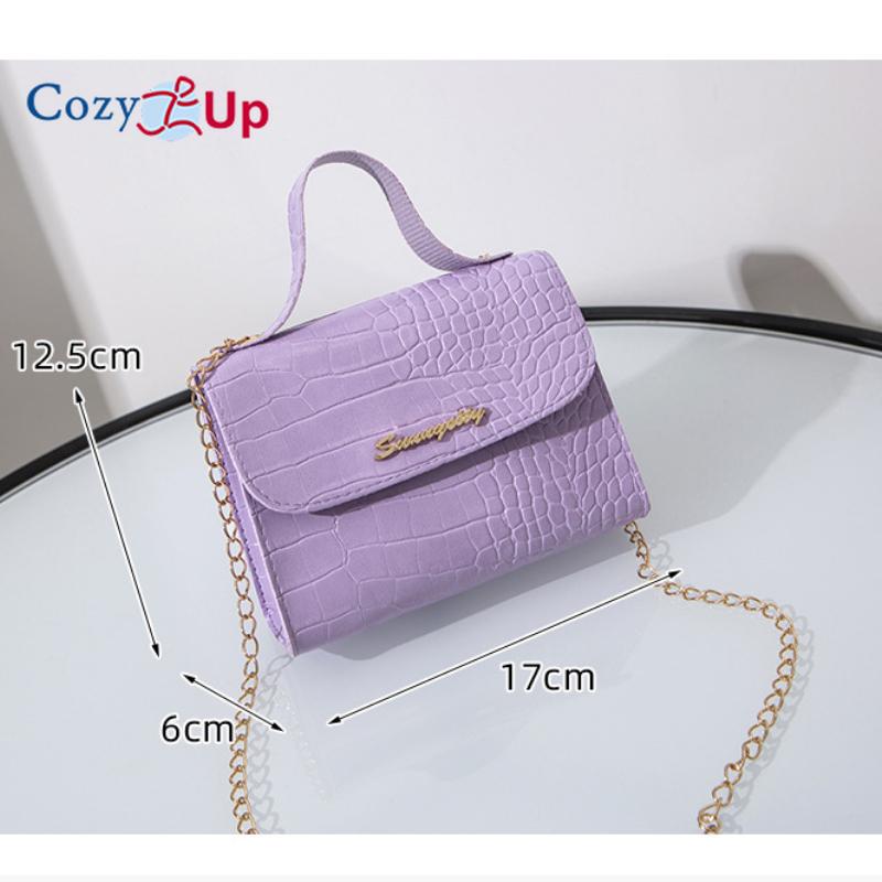 Уютная маленькая квадратная сумка с узором под крокодила на цепочке S-Mark — фото 4