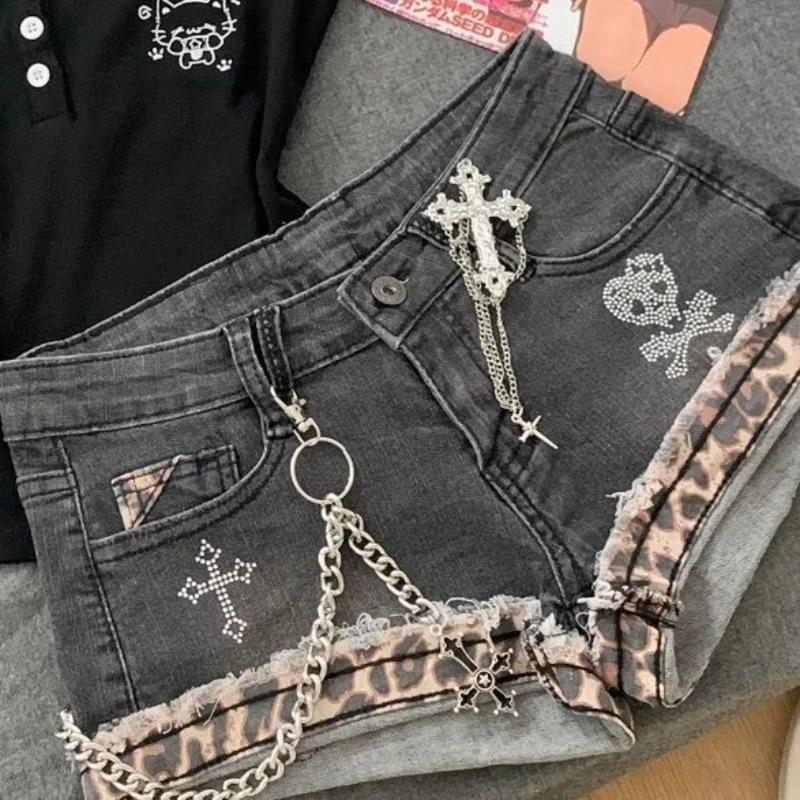 VIONA Y2k Vintage Pantaloncini di Jeans alla Moda Kpop Hot Pants Abbigliamento Donna Harajuku Streetwear Chic Trendy Pantaloncini di Jeans Patchwork
