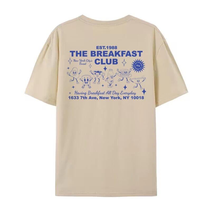 Unisex Retro Cartoon Frühstücksclub T-Shirt Süß Lustig Foodie T-Shirt Y2k Ästhetik Streetwear Grafik-T-Shirts Damen Mode Oberteile