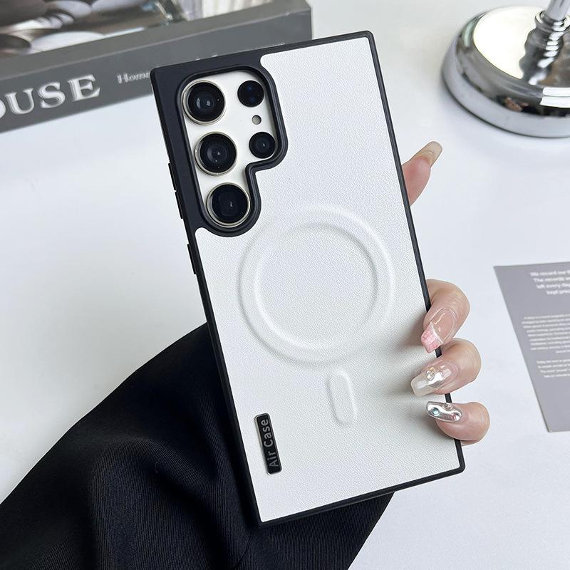 Contrast Pigment Leather TPU Suitable for Samsung S24 Ultra Mobile Phone Case MagSafe Magnetic Absorbing S22 Anti Fall Protection Case S23