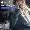 4 In 1 PD Charger USB C Fast Charging With Digital Display Car Charger For iPhone 15 Samsung Xiaomi Huawei Quick Charge Adapter