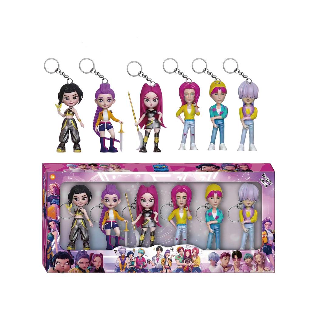 6-piece --Group Figure With Keychain, Windowed Gift Box Packaging