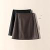 Petite Women's High-Waisted PU Leather A-Line Skirt - Brown (Autumn/Winter 2025)