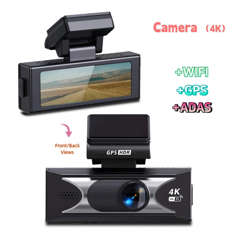 4K Dual Lens Dash Cam, Front and Rear Recording, Super Wide Angle, Night Vision, WiFi, GPS
