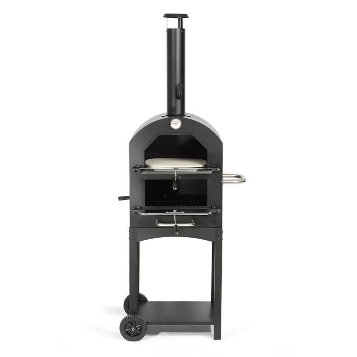 Four à Pizza - LIVOO - DOC228 - Thermomètre intégré - Pierre réfractaire - Tiroir à cendres amovible