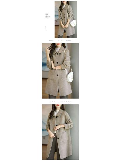 Women's Slim Woolen Mid-Length Coat - 2026 Autumn/Winter Korean Style, Petite & Plus Size, Thickened for Temperate Weather