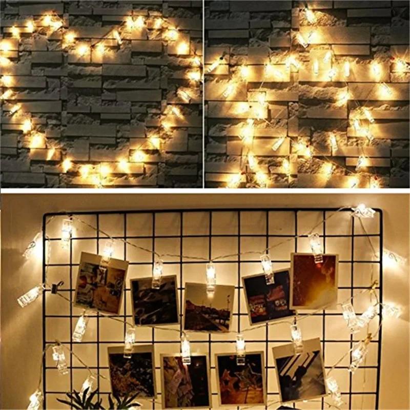 New LED Photo Clip Fairy String Lights Card Holder Garland Lamp for Christmas Wedding Party Fairy Lights Christmas Decorations