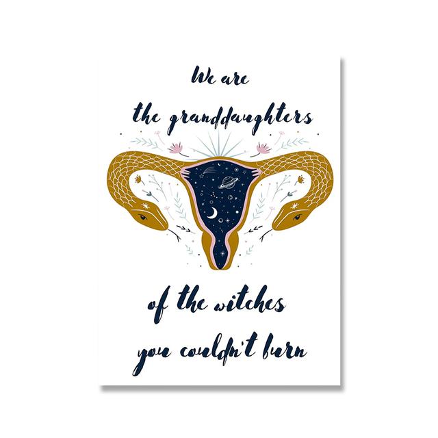 Boho Feminist Pagan Mantra Wiccan Wall Art Poster Print Abstract Snake Girl Body Organ Canvas Painting Living Room Home Decor