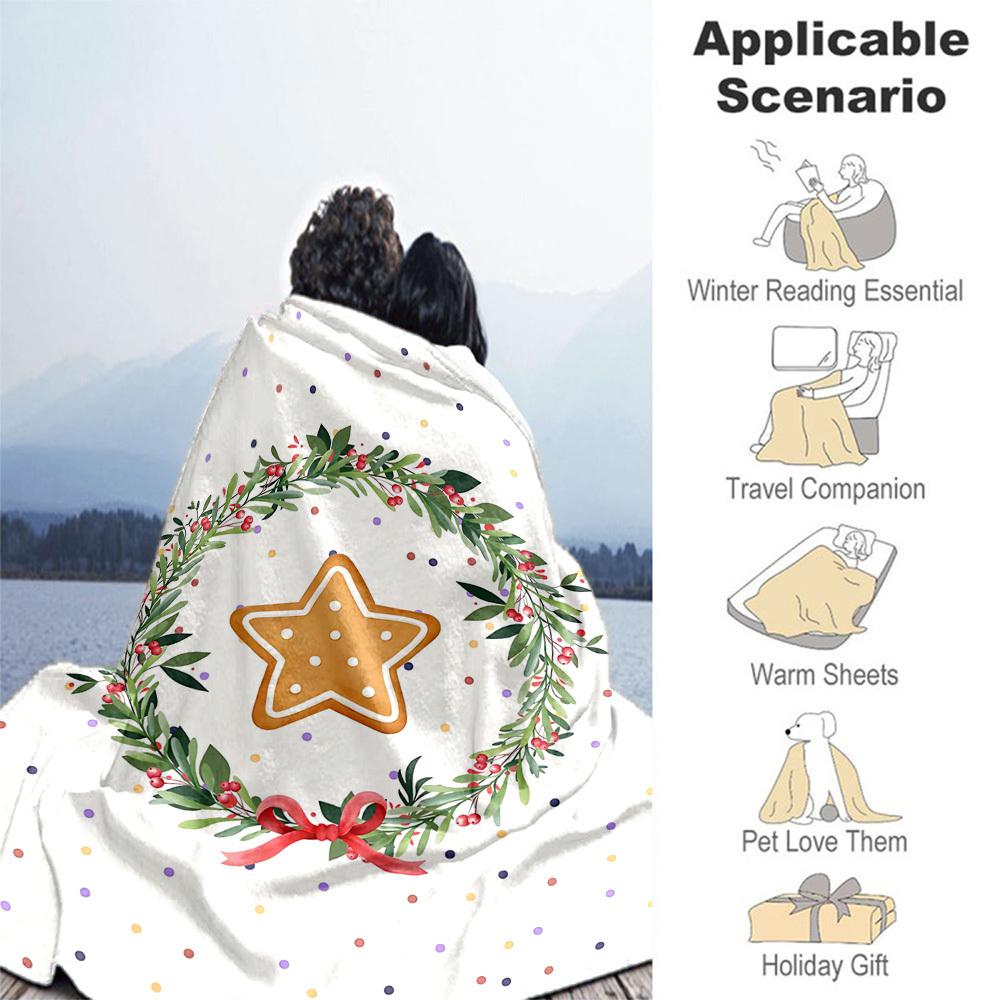 1pc Christmas star Outdoor Flannel Blanket Soft Warm All-Season Throw for Sofa Bed Car Camping Office, Cozy Gift Idea1149S