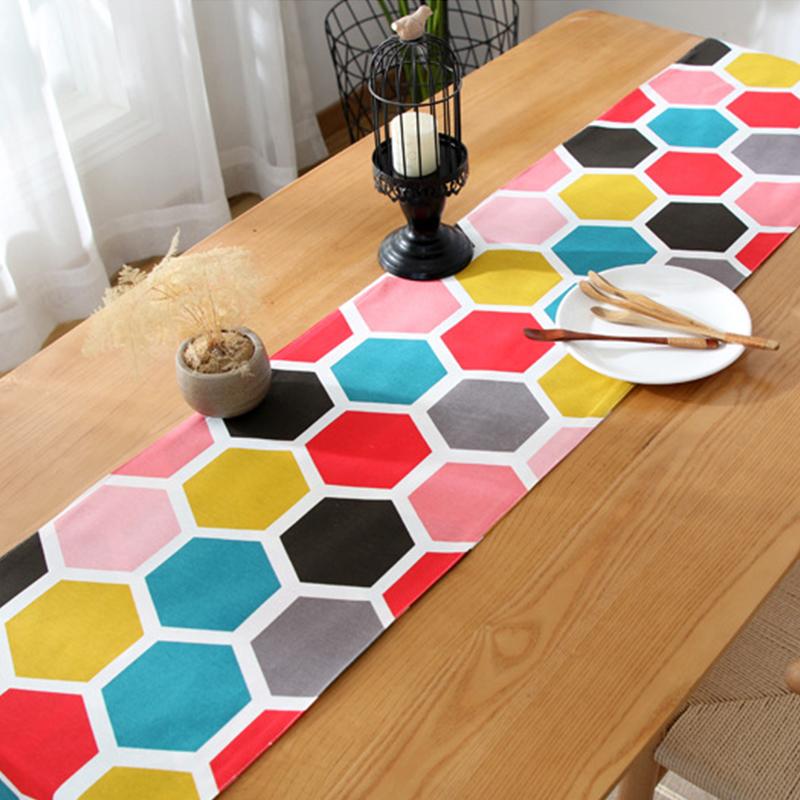 Imitation Cotton and Linen Table Runner Print Multicolour Table Cloth Cover Tablecloth Table Decoration
