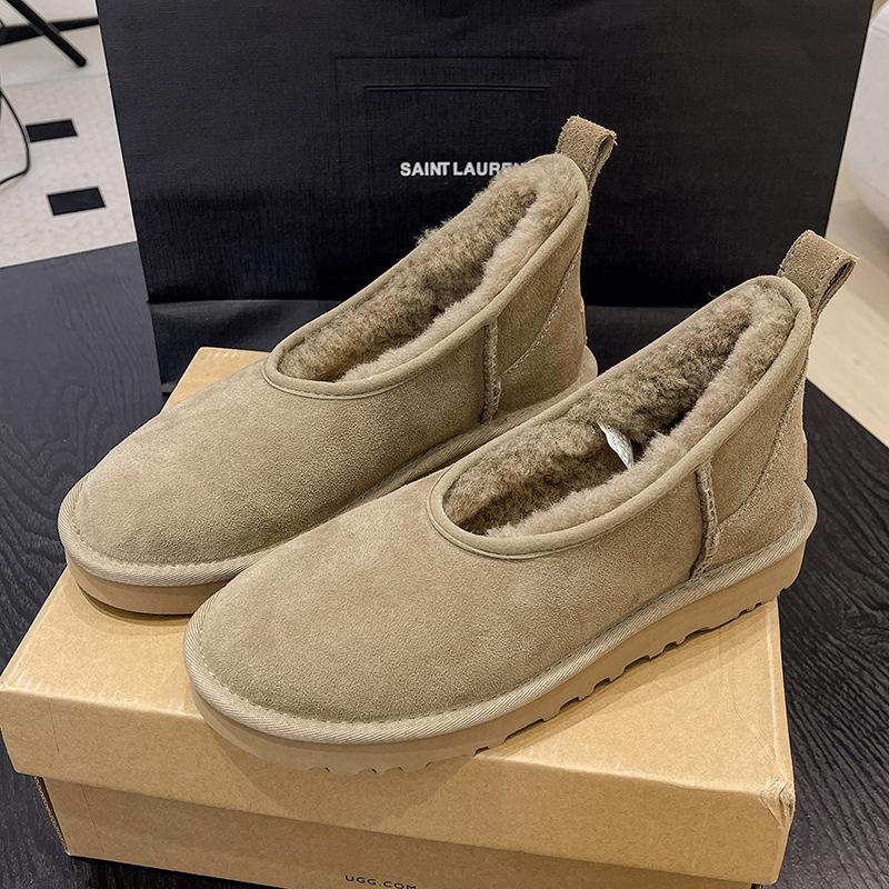 Women's Large Size Soft Sole Heightening Winter Warm One Foot Stirrup Fur One Anti-slip Snow Boots Plush Lined Ankle Boots Outdoor Sports Cotton Boots