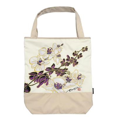 Chinoiserie Modern Women's TWIN Protect Tote Bag, Waterproof, Water-Repellent, A4 Size, Lightweight, Zippered, Organza Cutwork Embroidery, Ki-Yan,