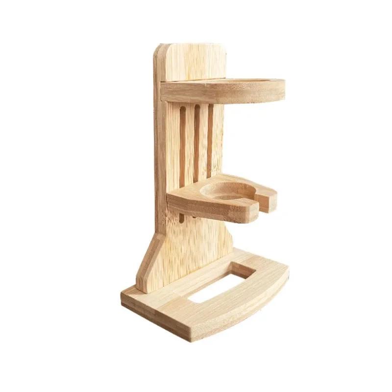 Adjustable Bamboo Small Pets Water Drinking Bottle Holder Feeding Bottles Stand Auto Dispenser Holder Guinea Pigs Chinchillas