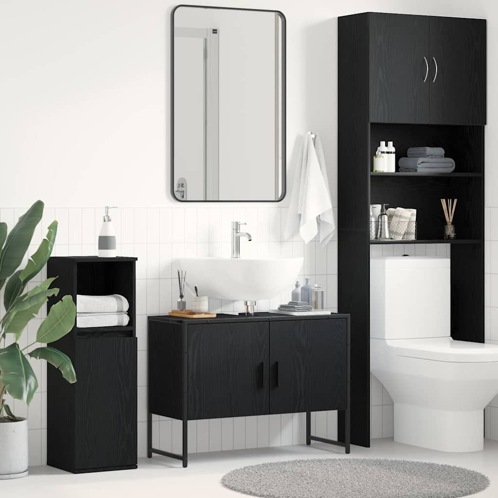 vidaXL Waschbeckenschrank Schwarz Eichen-Optik 80 x 30 x 60 cm schwarz