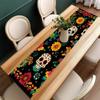 Mexico Day of The Dead Colorful Floral Sugar Skull Linen Table Runner Mexican Dia De Los Muertos Table Runners Party Decorations