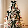 4PCS Long Ribbon Christmas Tree Bows Single/Double Ear Bow Xmas Gift Box Bow  Holiday Ornament