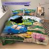 Jungle Animals Wheels Print 3Pcs Bedding Set,Duvet Cover with 2 Bedro,Pillowcase Home Birthday Gift