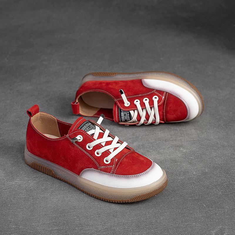 Fashion GKTINOO Women Casual Shoes Fashion Breathable Genuine Leather Shoes Sneakers Lace Up Women Flat Shoes Female Footwear