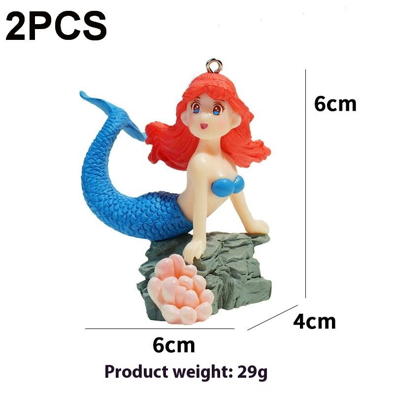 

2PCS Aquarium Suspension Mermaid Figurine Ornament Beautiful Mermaid Fish Tank Desk Decoration Crafts For Aquarium Landscaping червоний