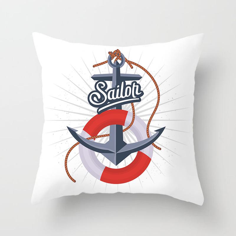 Retro Mediterranean Ocean Digital Print Peach Skin Pillow Cover Cushion Cover Wish Home Products Cushion Cover