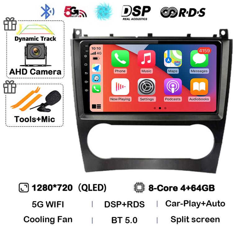 Android 14 Carplay Auto Car Radio For Benz W203 W209 C180 C200 C220 C230 Video Multimediale Player Auto Autoradio GPS 360 Camera