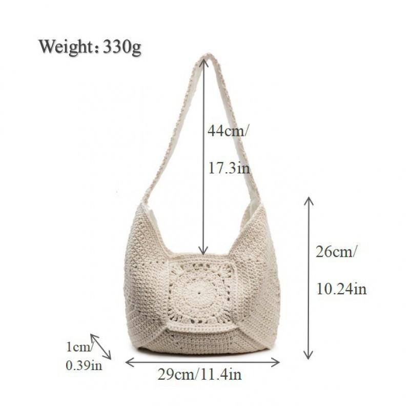 

Модная ретро сумка ручной работы, плетеная, из хлопковой нити, под мышку, ленивая, на плечо, женская покинуть белый