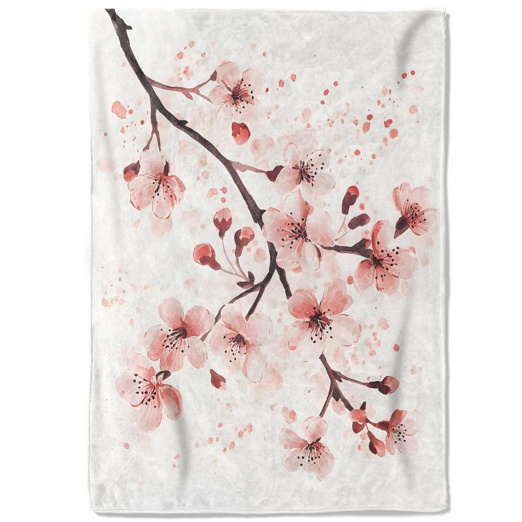 Girl'S Cherry Blossom Wool Blanket Women'S Floral Cherry Blossom Branch Suitable For Bed/Sofa Decoration Soft Plush Blanket