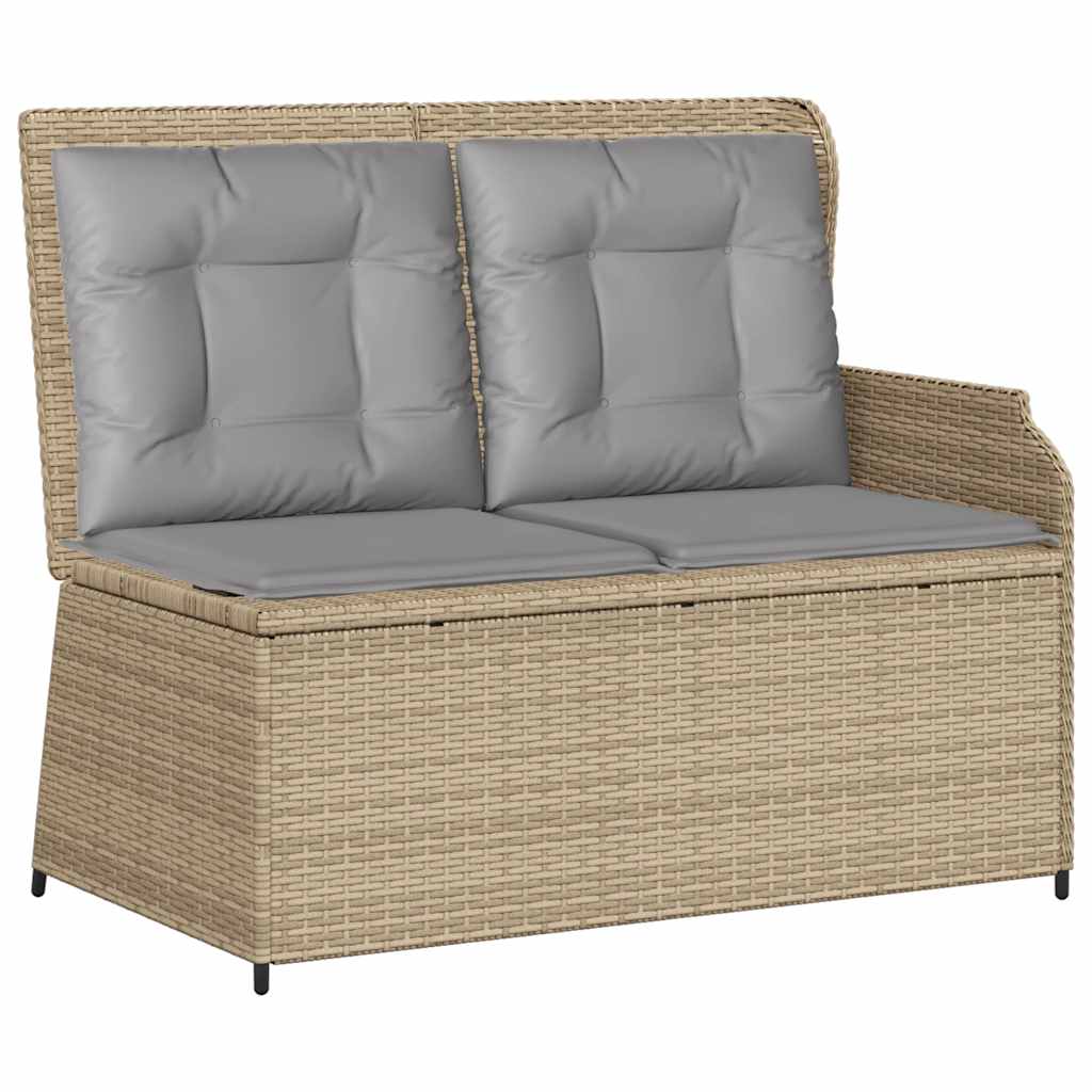Vidaxl Panca da Giardino Pieghevole con Cuscini, Beige, Polyrattan