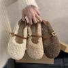 Stil Mode Damen Ballett Laofer Flache Schuhe Mode Flache Slip-Ons Damen Pelz Mary Jane Schuhe Weiche Outdoor Oma Schuhe
